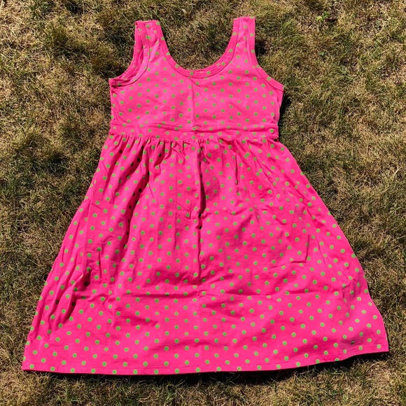 Cute pink w/green polka dots 100% cotton dress - Picture 3 of 5